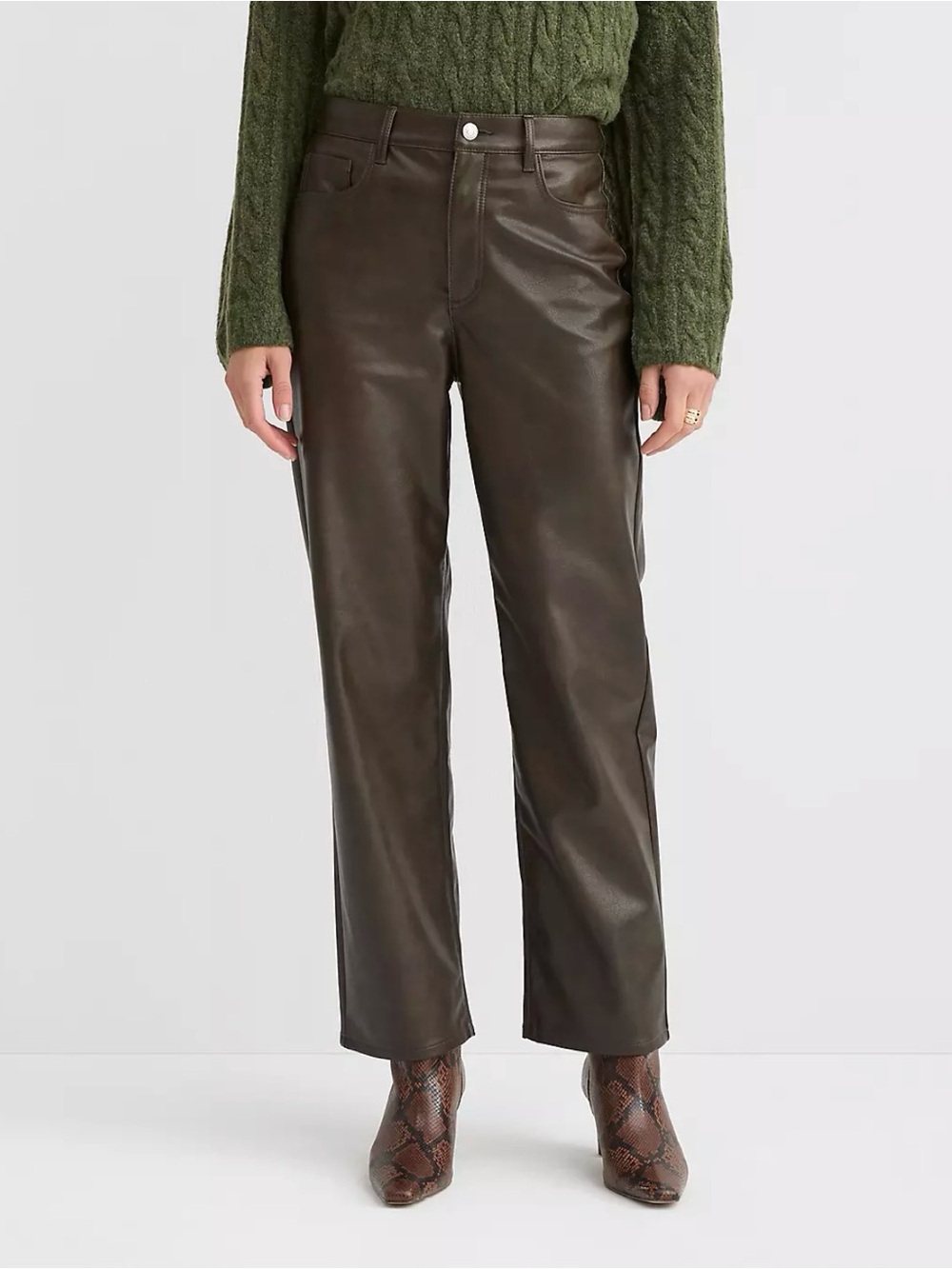LOFT NWOT Curvy Five Pocket Straight Pants in Faux Leather